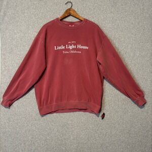 Comfort Colors Women's XL Sweatshirt Little Light House Tulsa Oklahoma Red Comfy